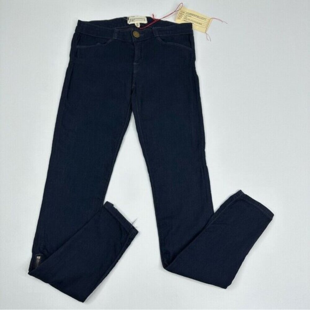Current Elliott The Cropped Legging‎ Blue Black Long Zip Skinny Jeans 26 NEW